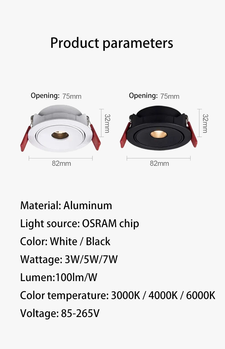 spot led ultra fin à angle de faisceau pour éclairage intérieur
