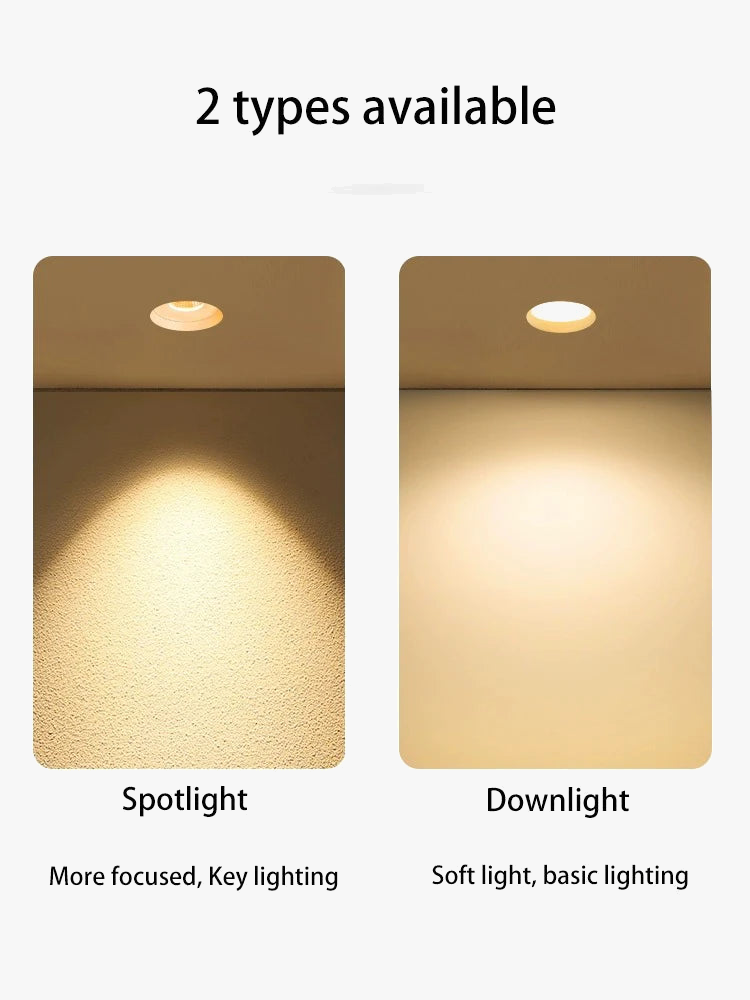 spot led ultra fin sans cadre anti-éblouissement pour maison