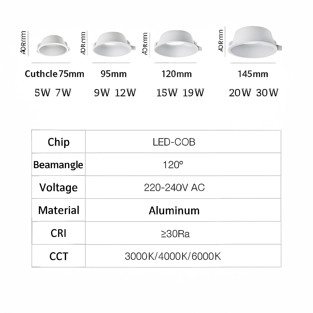 spot lumineux led encastrable anti-éblouissement pour intérieur