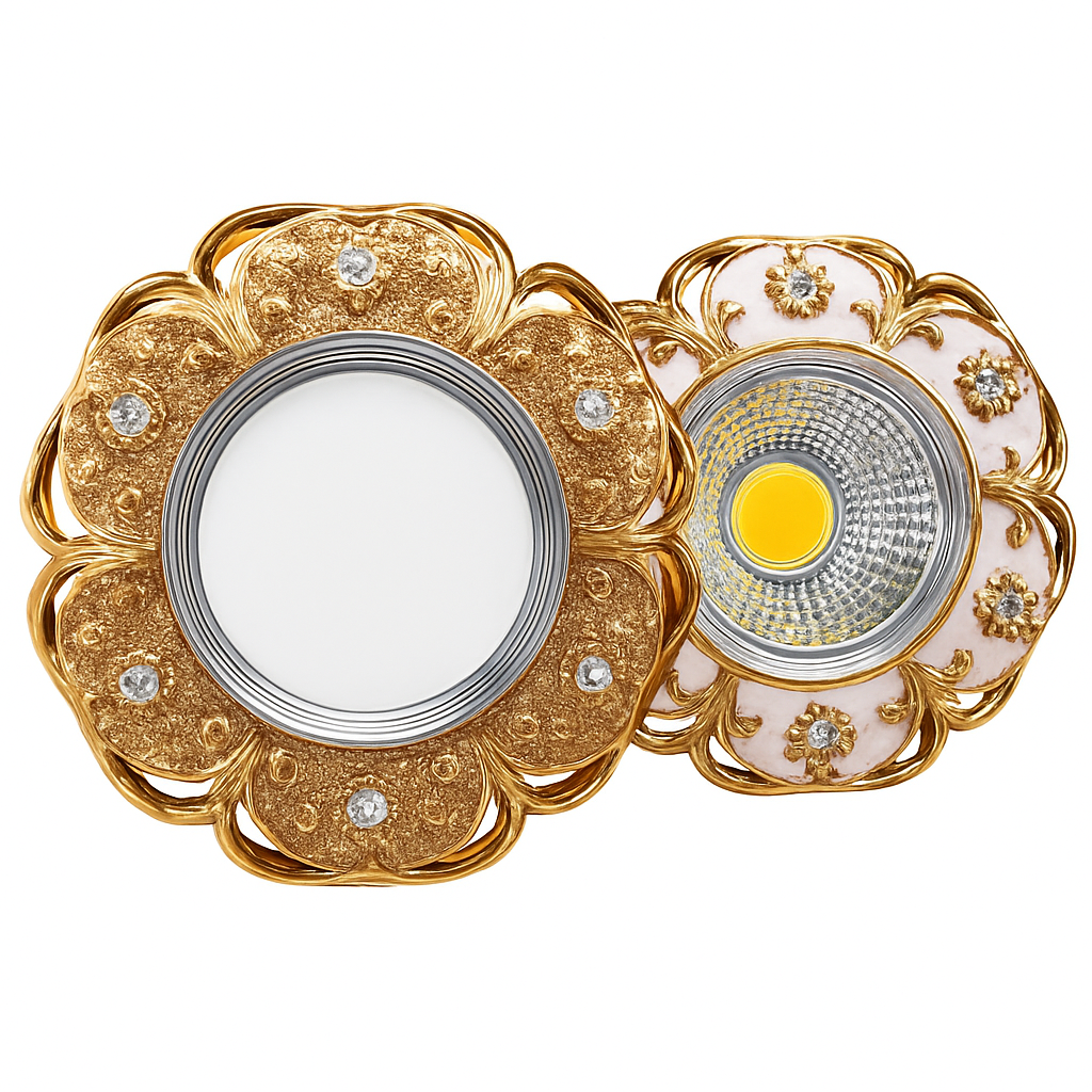 Spot lumineux Led encastrable en résine cristal incrusté de luxe