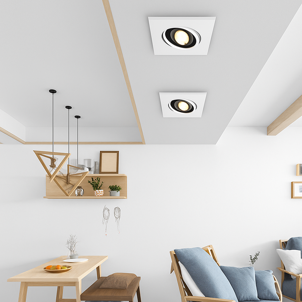 Spot moderne LED avec base carré et lumière rotative 360° Solal