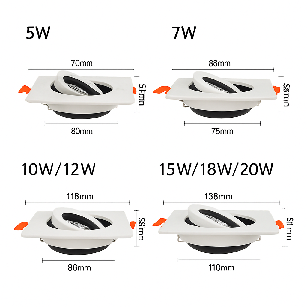 Spot moderne LED avec base carré et lumière rotative 360° Solal