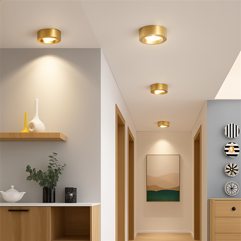 Spot moderne LED cylindrique en métal doré Tarm