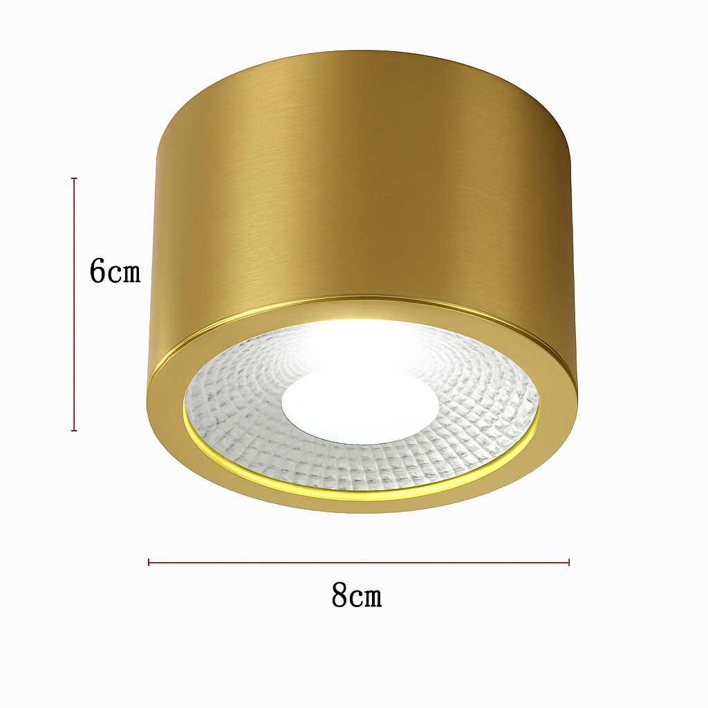 Spot moderne LED cylindrique en métal doré Tarm