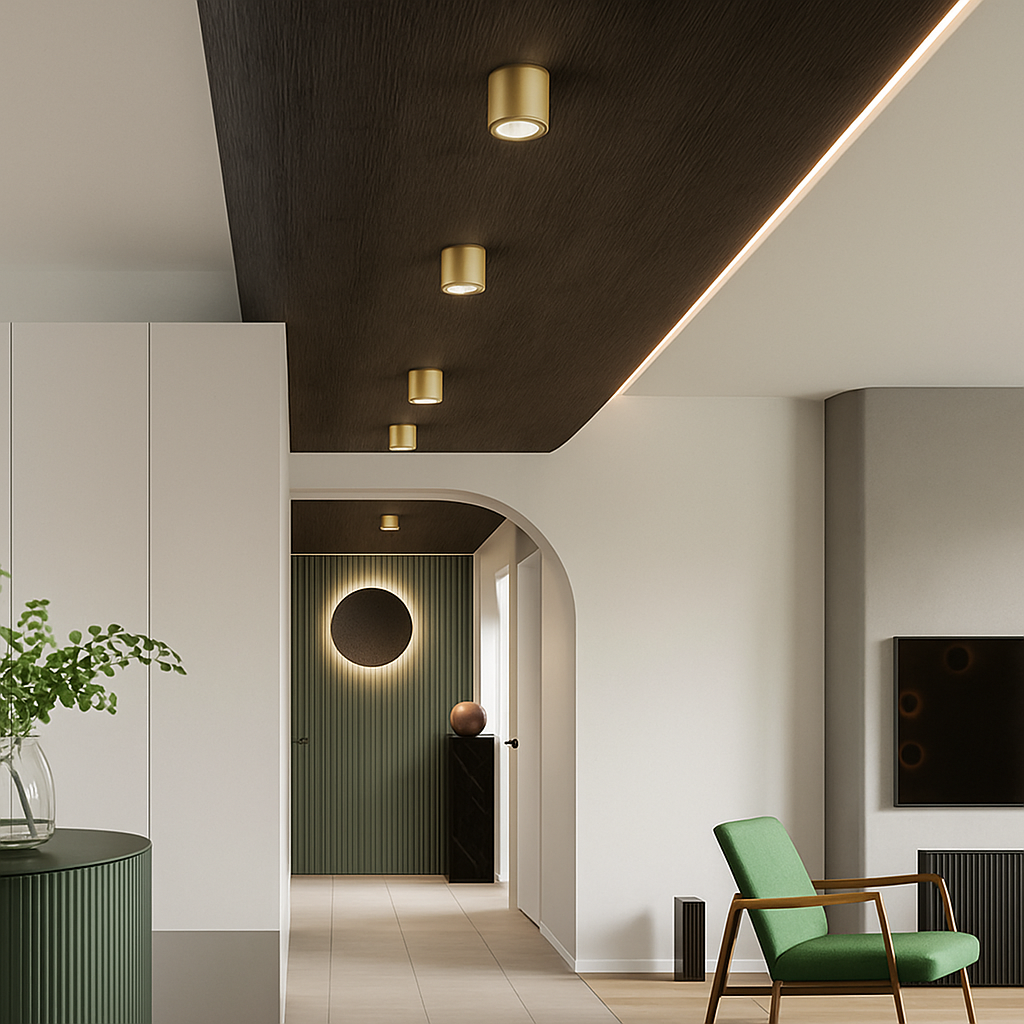 Spot moderne LED cylindrique en métal doré Tarm