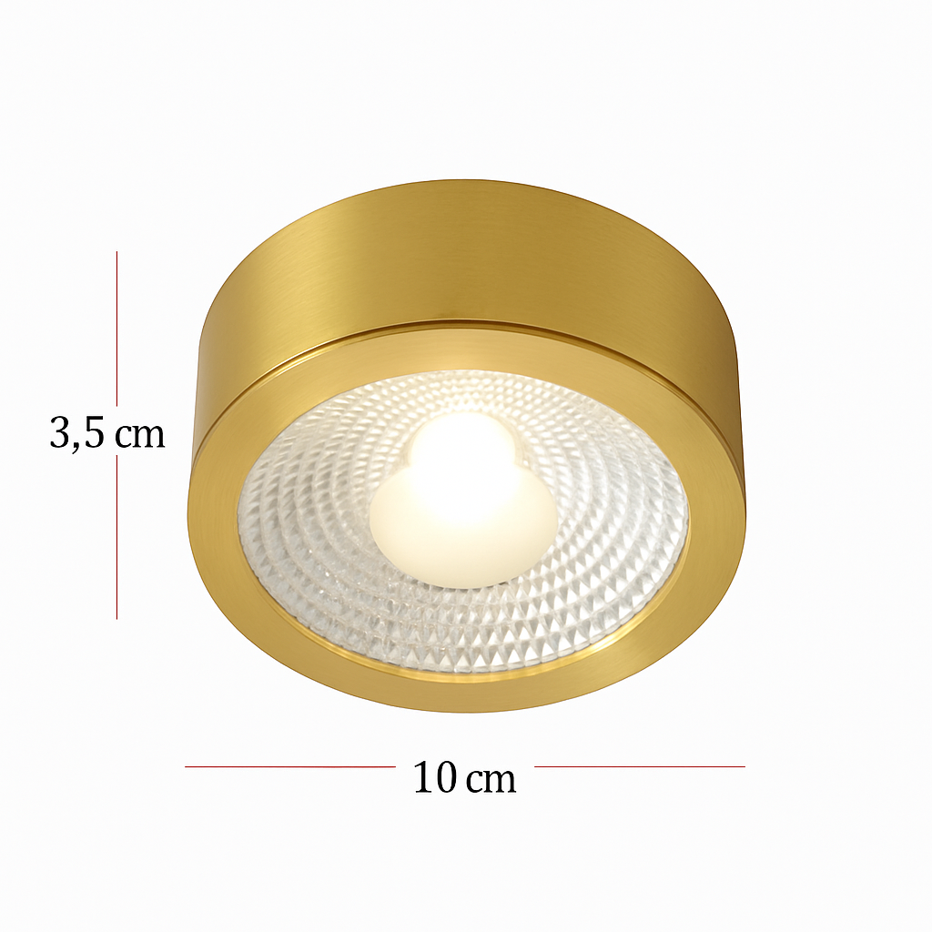 Spot moderne LED cylindrique en métal doré Tarm