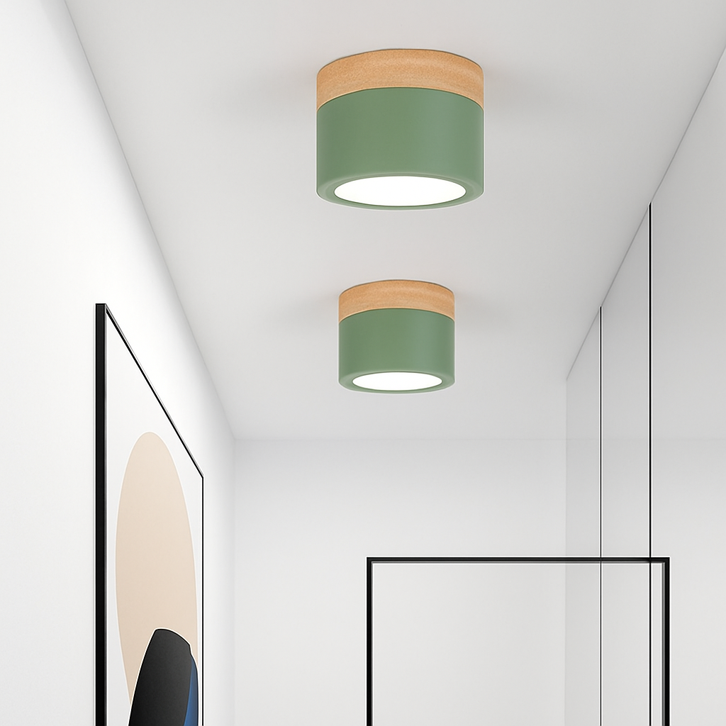 Spot moderne à LED en bois et métal coloré Allan