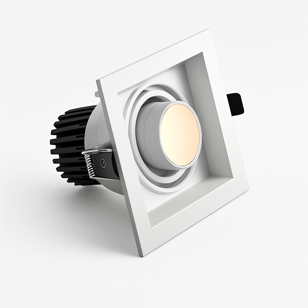 Spot moderne LED à focus réglable et forme encastrable carré Tiago