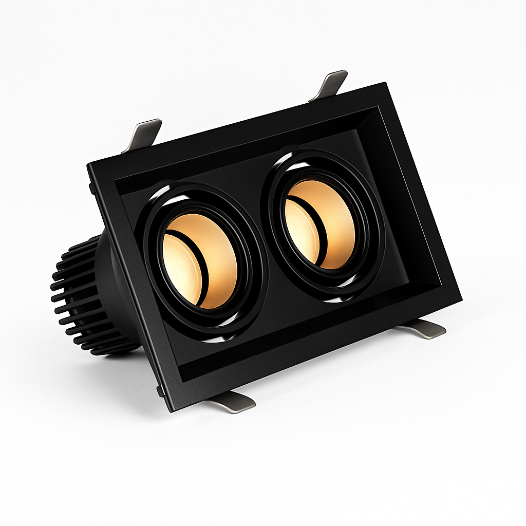 Spot moderne LED à focus réglable et forme encastrable carré Tiago