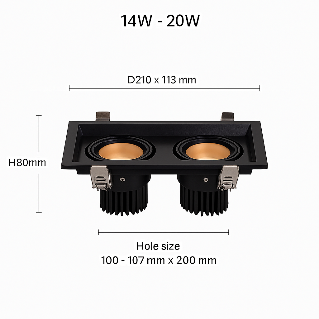 Spot moderne LED à focus réglable et forme encastrable carré Tiago