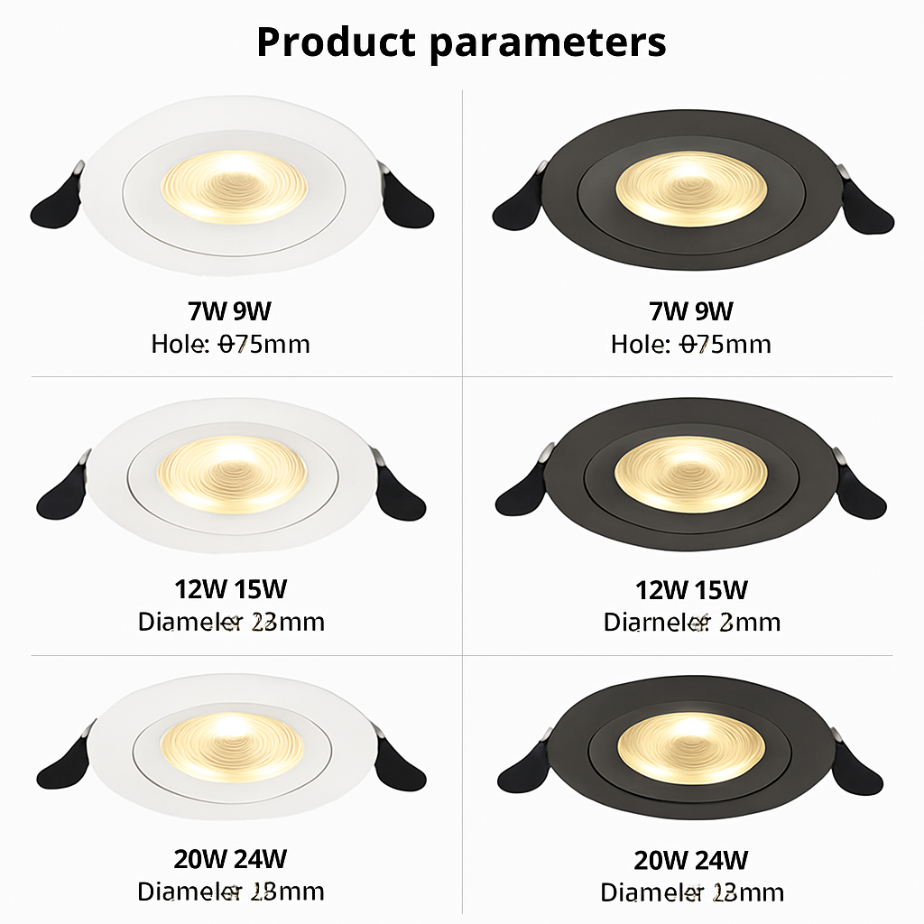 Spot rond COB Led Downlights haut de gamme encastré pour intérieur résidentiel maison