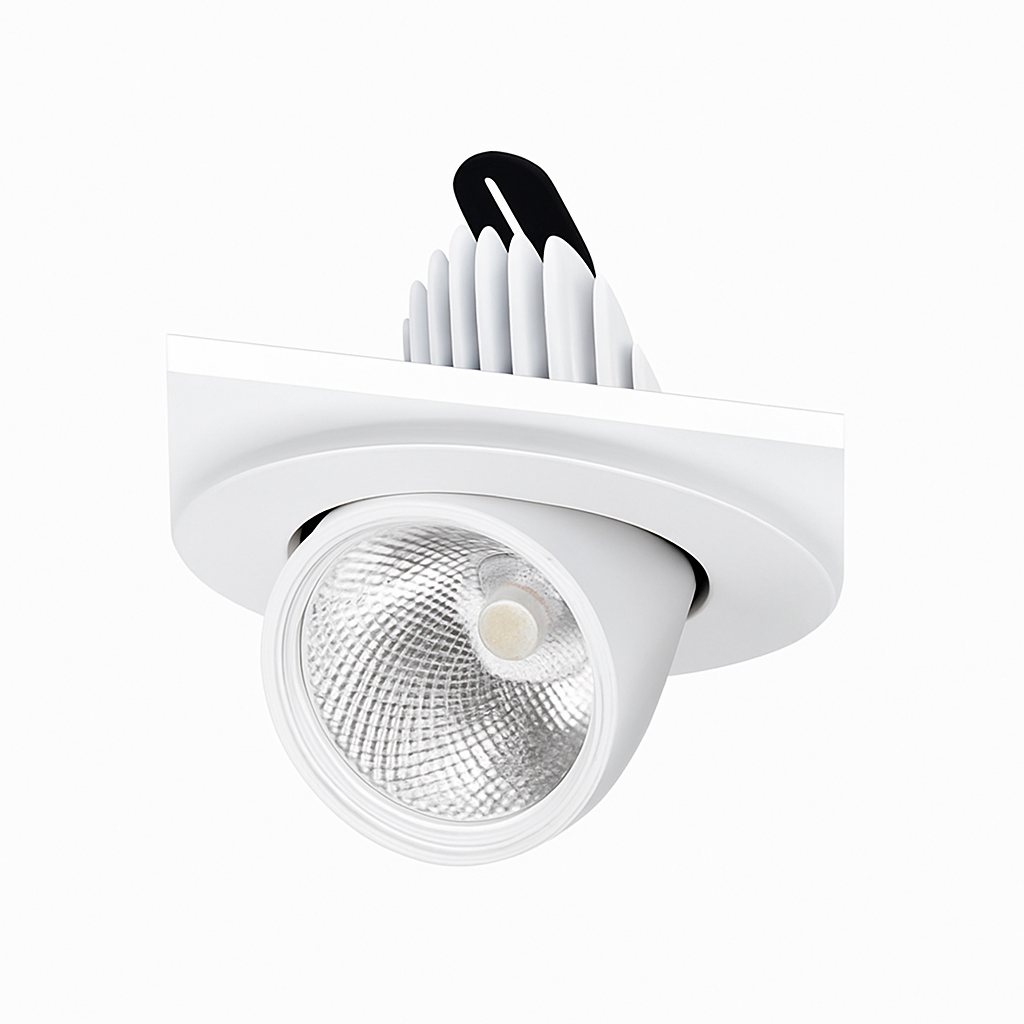 Spot rond à LED pivotable à 360° en aluminium blanc
