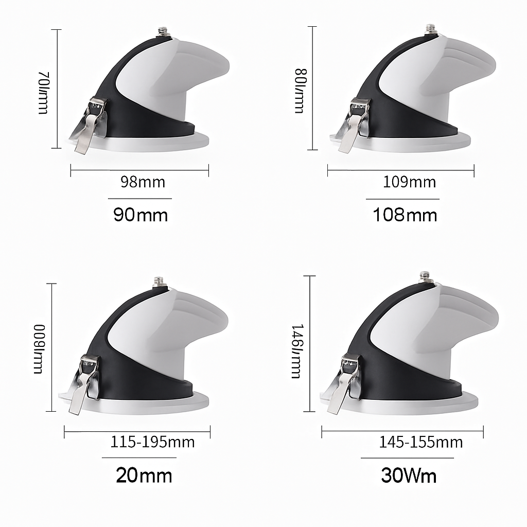 Spot rond à LED pivotable à 360° en aluminium blanc