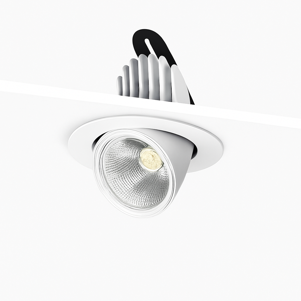 Spot rond à LED pivotable à 360° en aluminium blanc