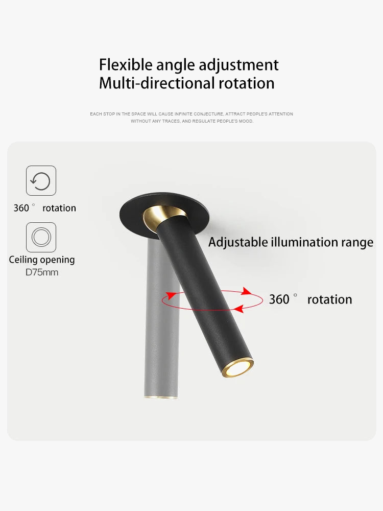 spot 	led rotatif cob en aluminium pour éclairage intérieur