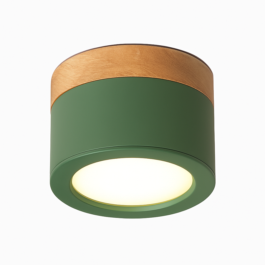Spots LED cylindrique à base en bois Botimi