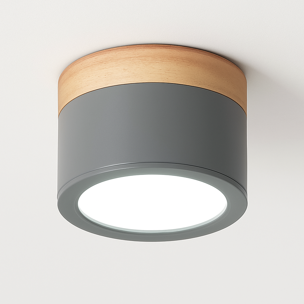 Spots LED cylindrique à base en bois Botimi