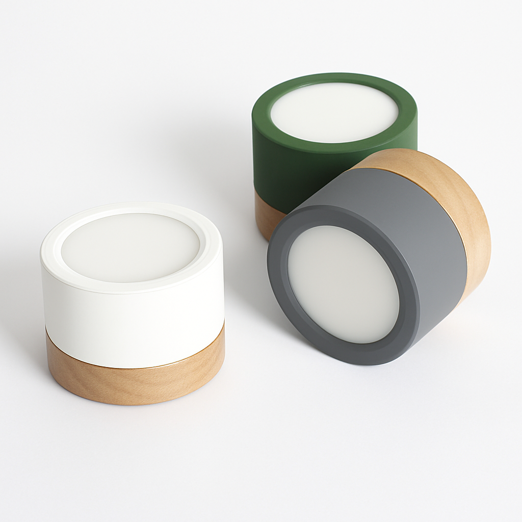 Spots LED cylindrique à base en bois Botimi