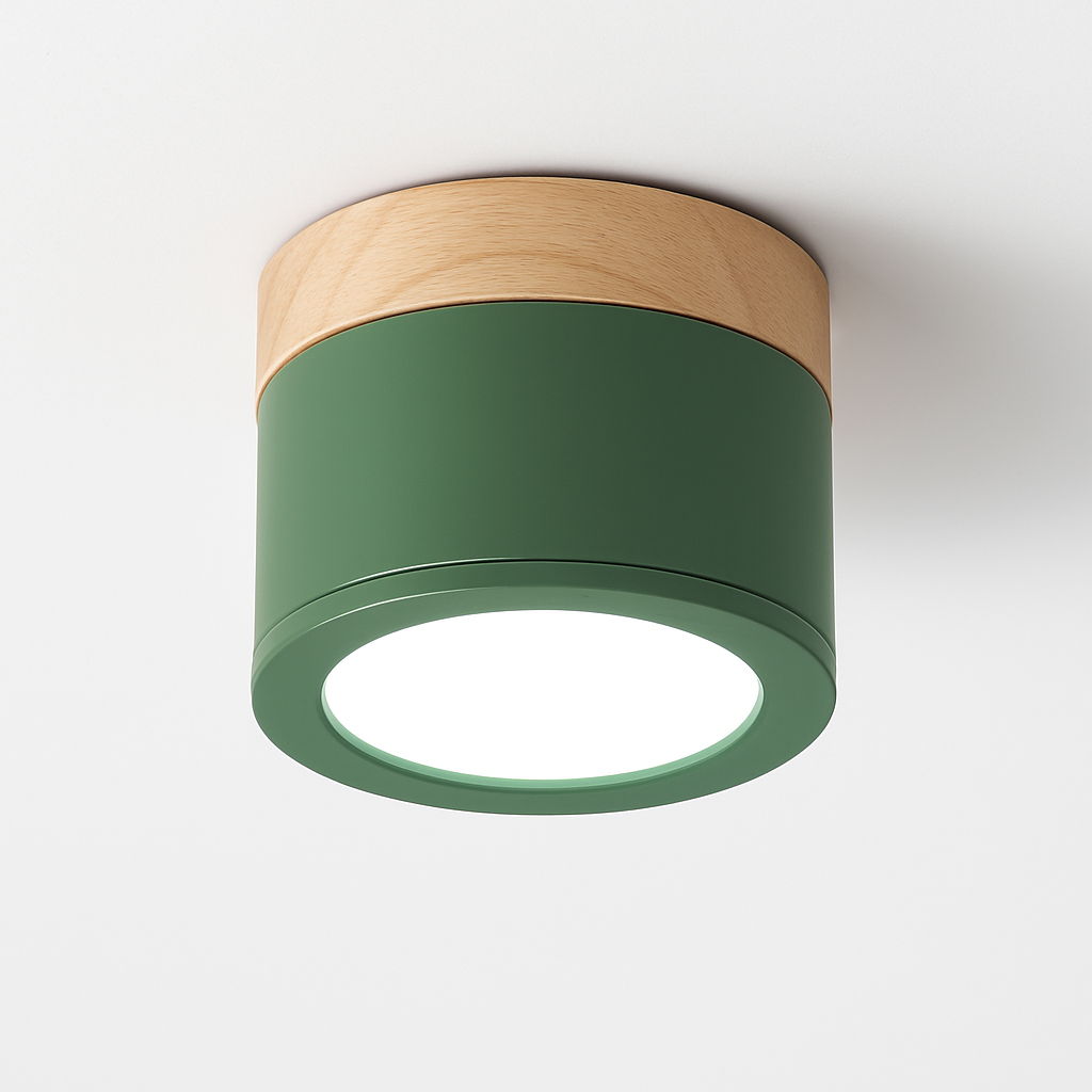 Spots LED cylindrique à base en bois Botimi