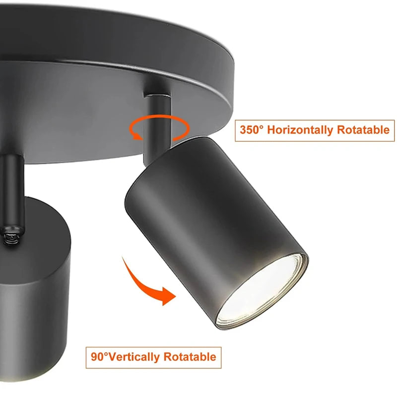 spots sur rail gu10 à led avec têtes réglables pour éclairage intérieur