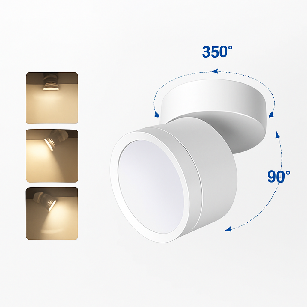 Surface mounted LED ceiling light tube light 7W 9W 12W 15W rotatable adjustable angle LED spotlight, indoor lighting AC220V 110V