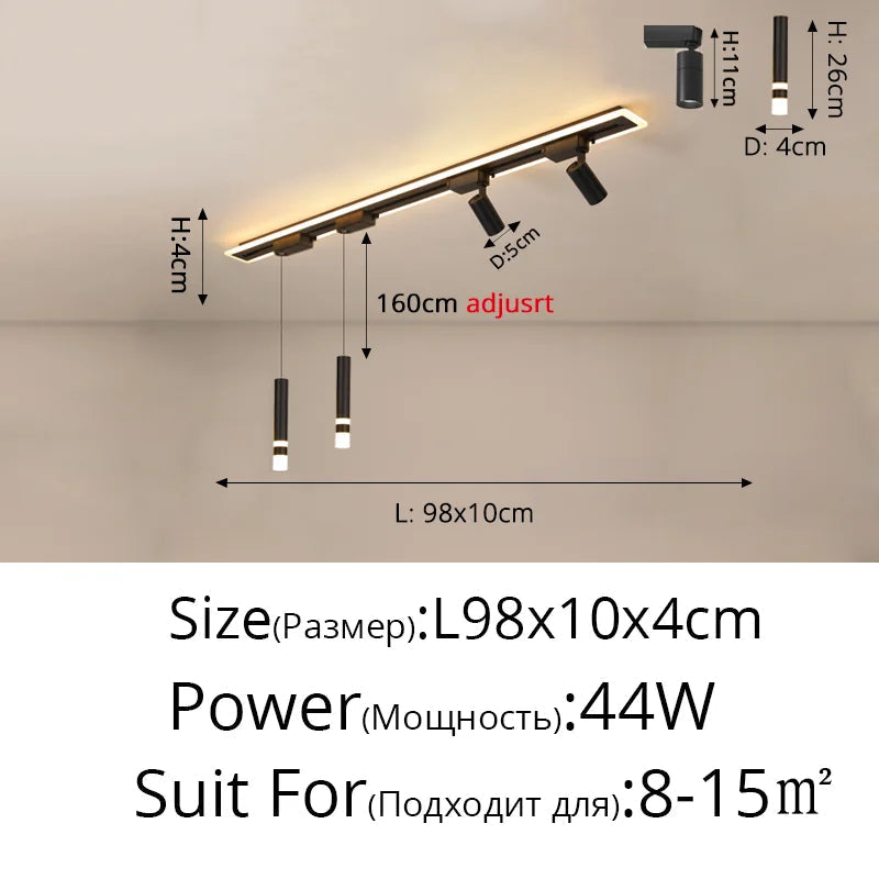 suspension acrylique moderne avec lumière led design épuré