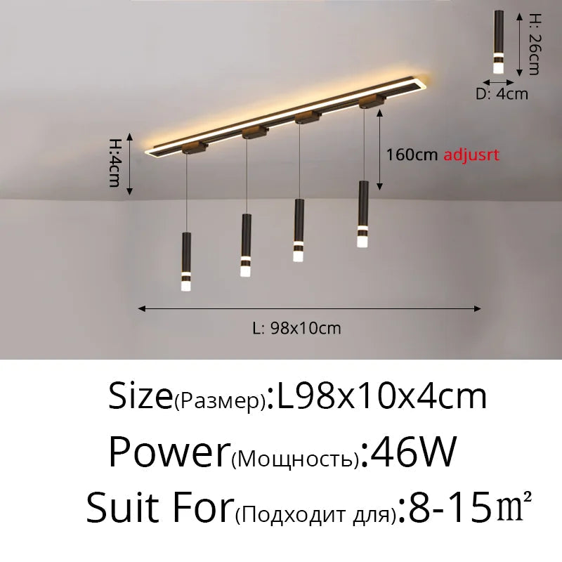 suspension acrylique moderne avec lumière led design épuré