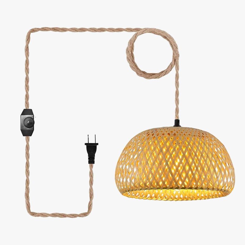 suspension antique en corde de chanvre et bambou tissé à intensité variable