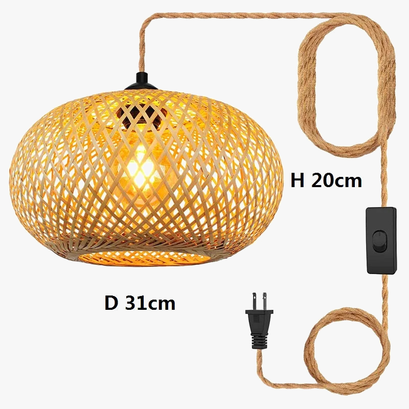 suspension antique en corde de chanvre et bambou tissé à intensité variable