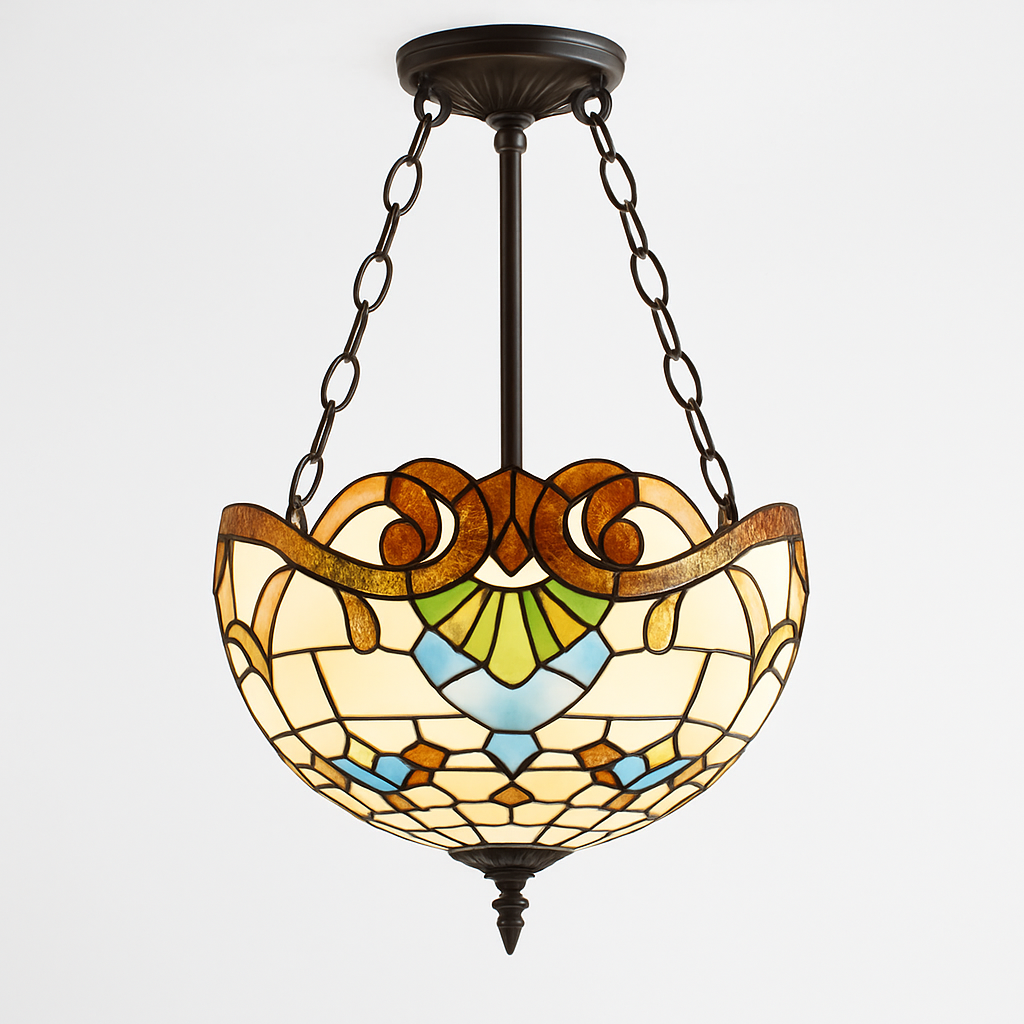 suspension antique style tiffany pour éclairage rétro et coloré
