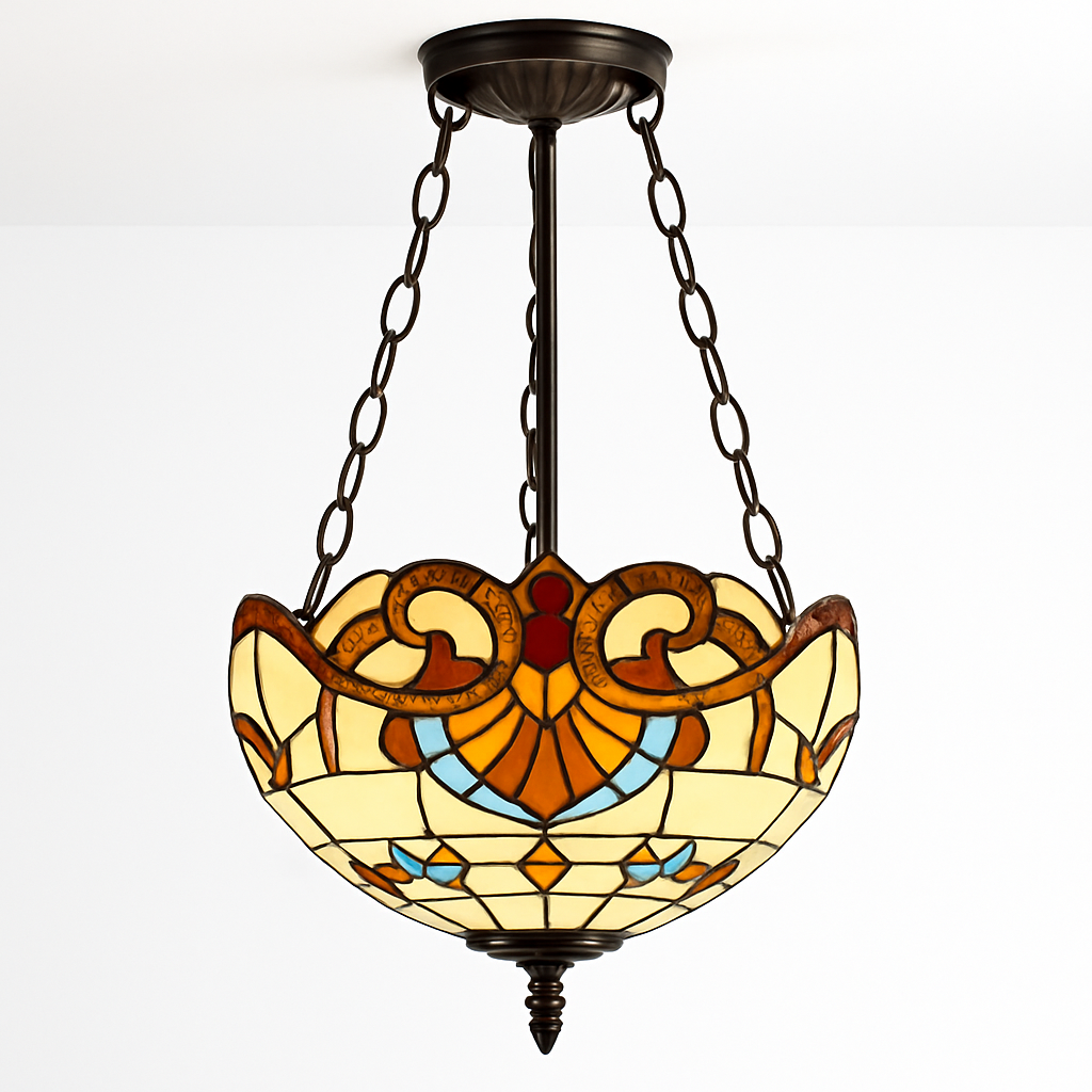 suspension antique style tiffany pour éclairage rétro et coloré