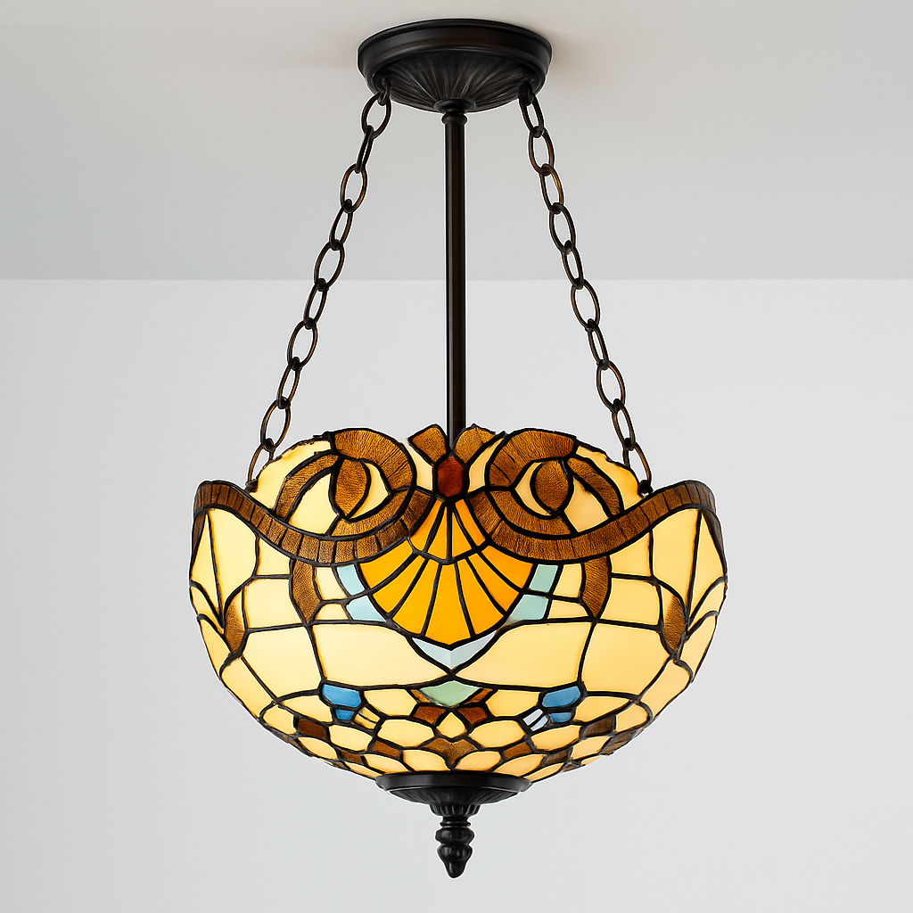 suspension antique style tiffany pour éclairage rétro et coloré
