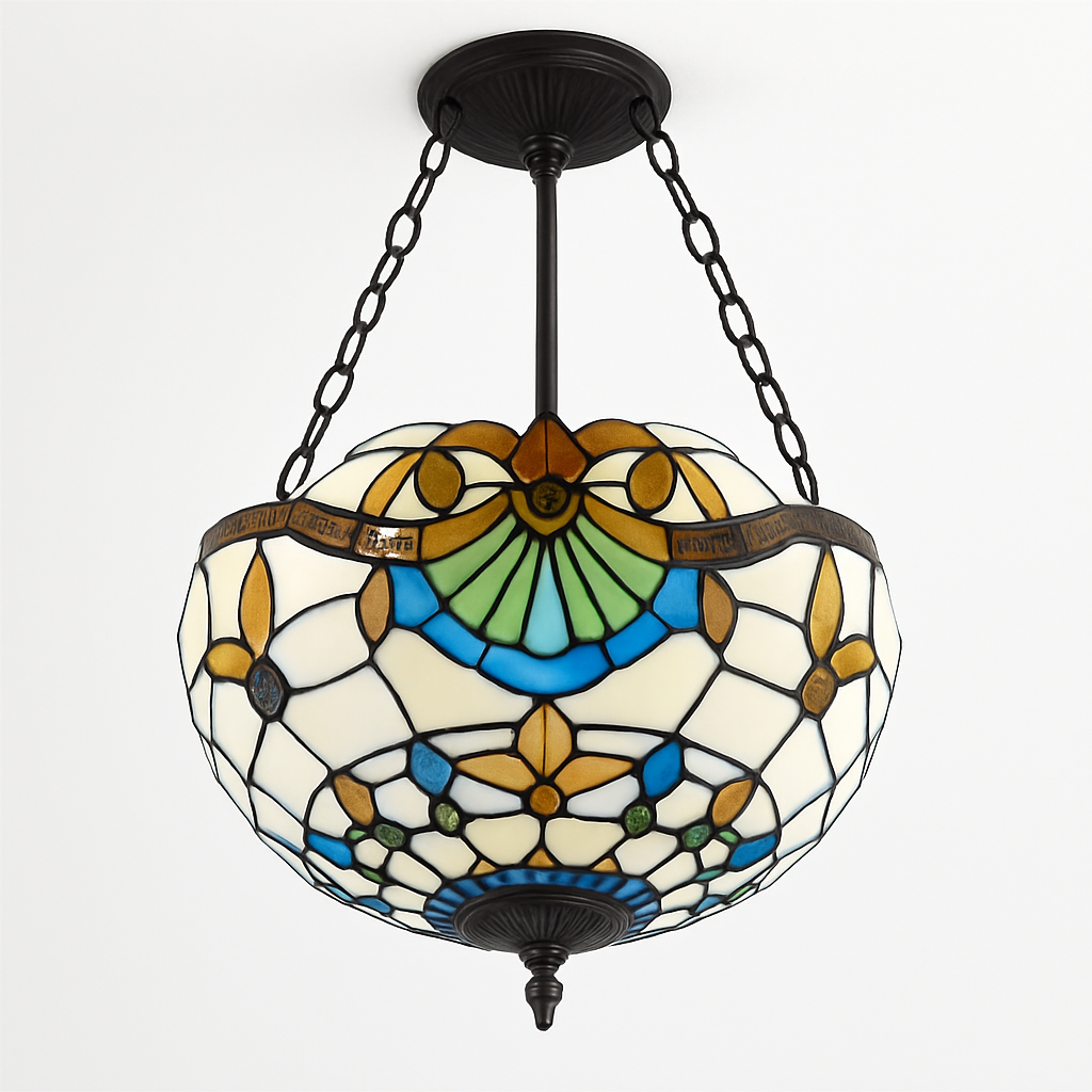 suspension antique style tiffany pour éclairage rétro et coloré