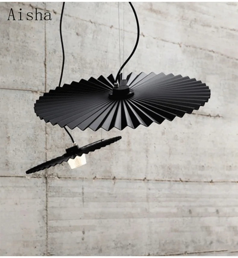 suspension artistique plissée pour café restaurant et boutique