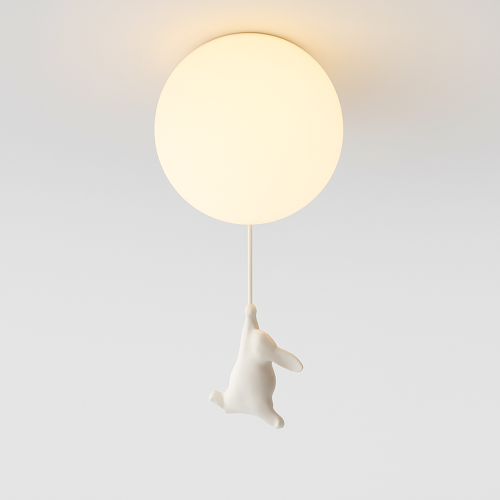 Suspension avec boule en verre et ours suspendu