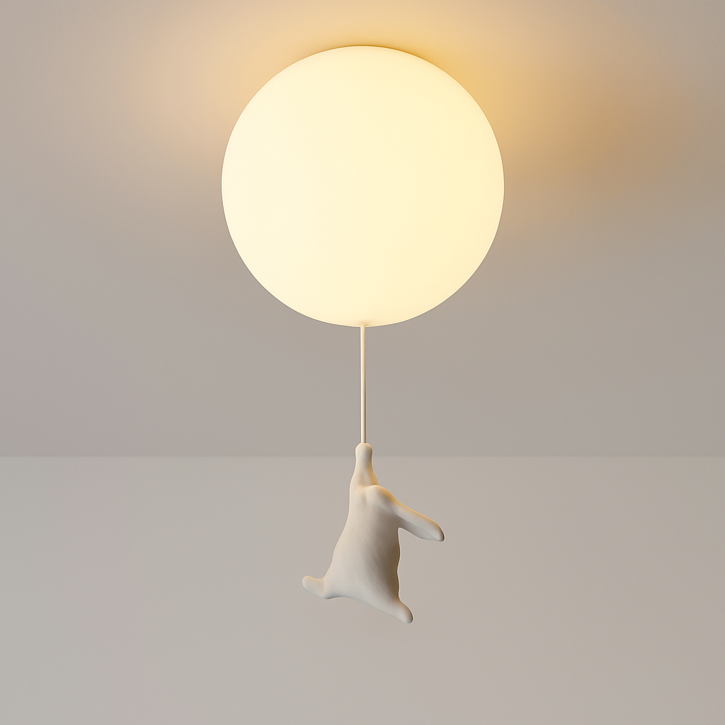 Suspension avec boule en verre et ours suspendu