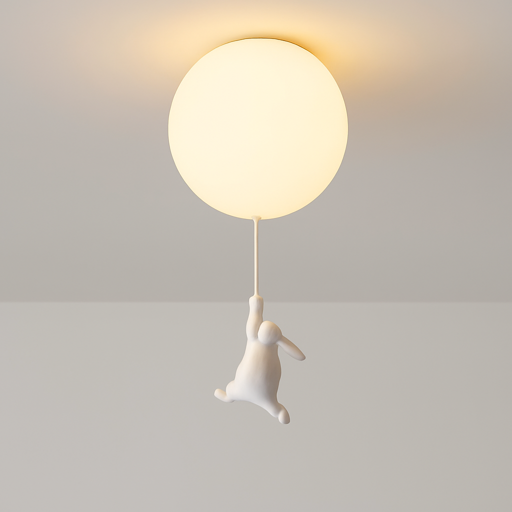 Suspension avec boule en verre et ours suspendu