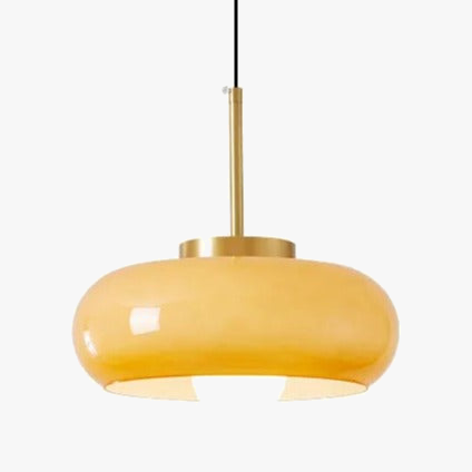 Suspension bauhaus LED en verre et métal doré