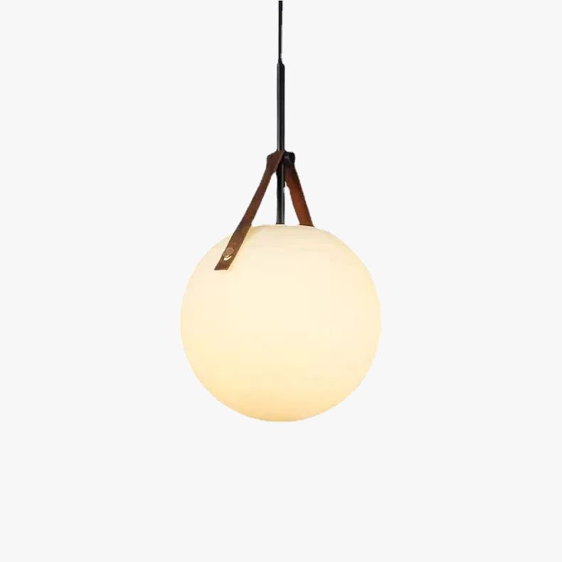 suspension boule de verre en cuir de luxe moderne