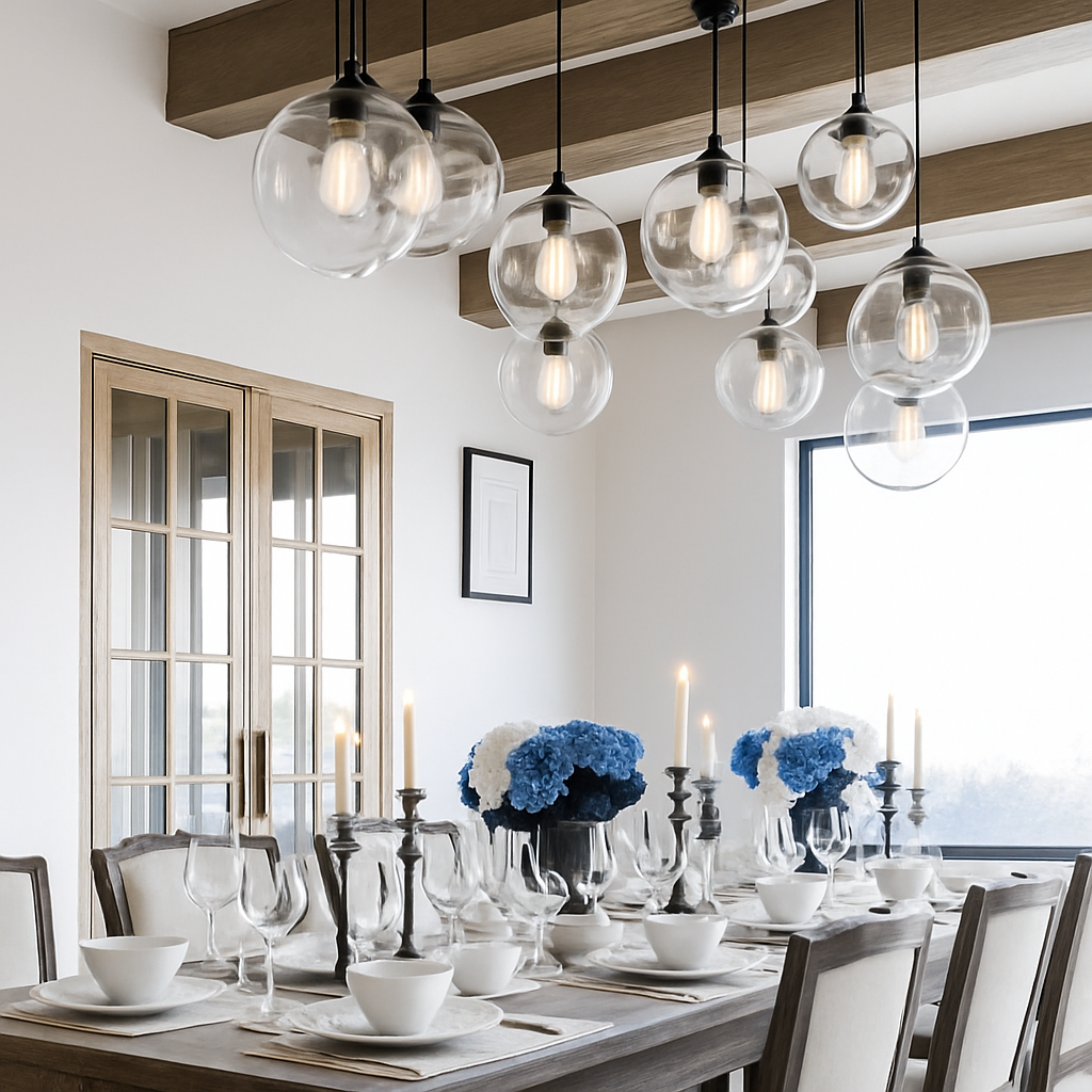 Suspension boule en verre moderne Clear