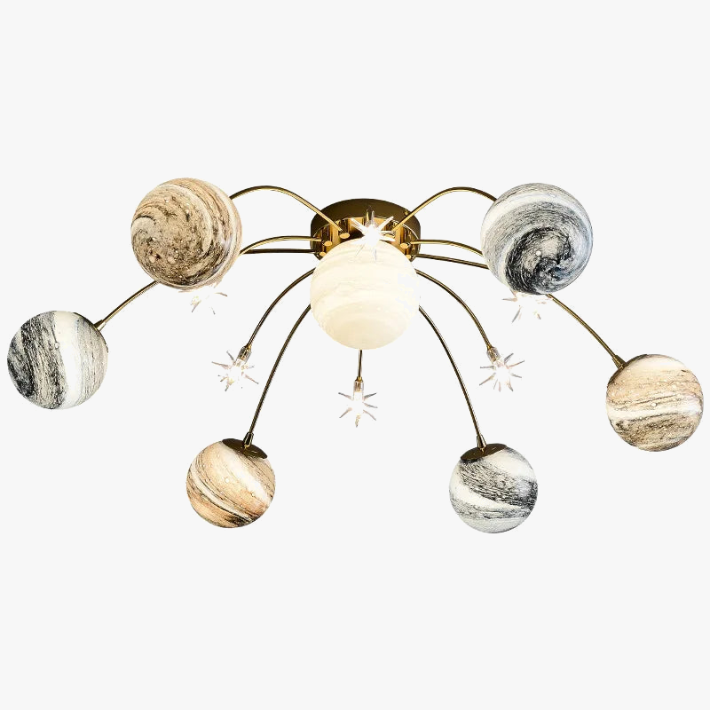 suspension boule planète art déco luminaire métal