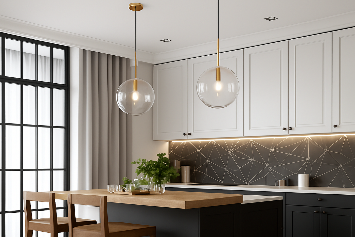 Suspension boule verre design nordique moderne décoratif loft LED