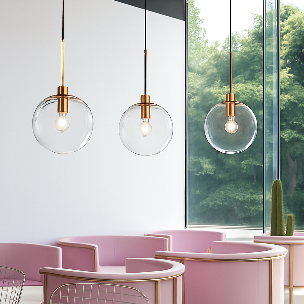 Suspension boules en verre et tige