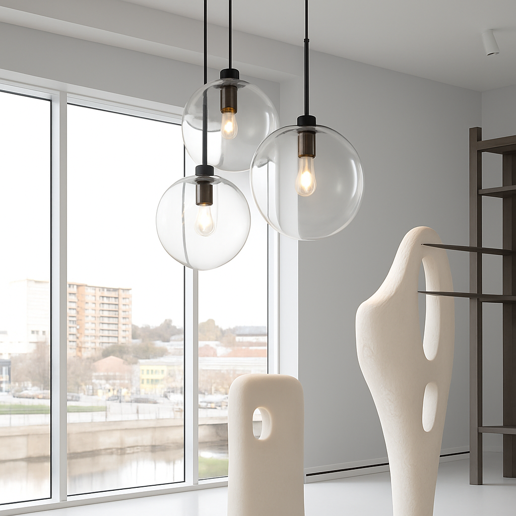 Suspension boules en verre et tige