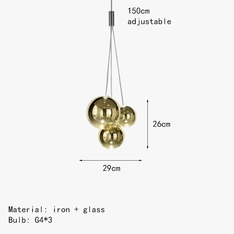 suspension bubble ball led en verre avec fil réglable