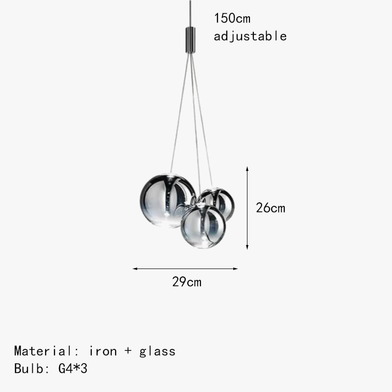 suspension bubble ball led en verre avec fil réglable