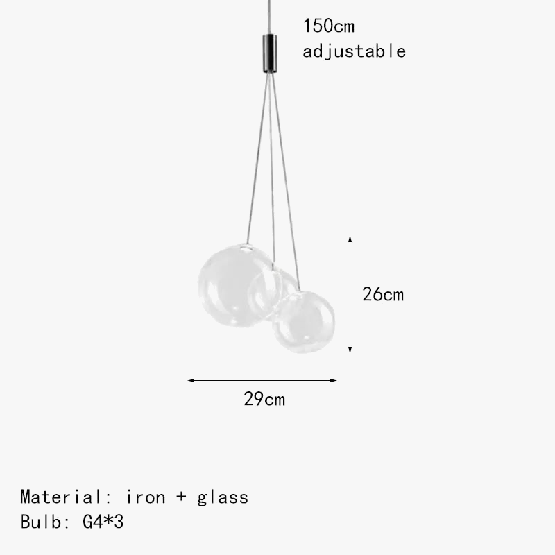 suspension bubble ball led en verre avec fil réglable