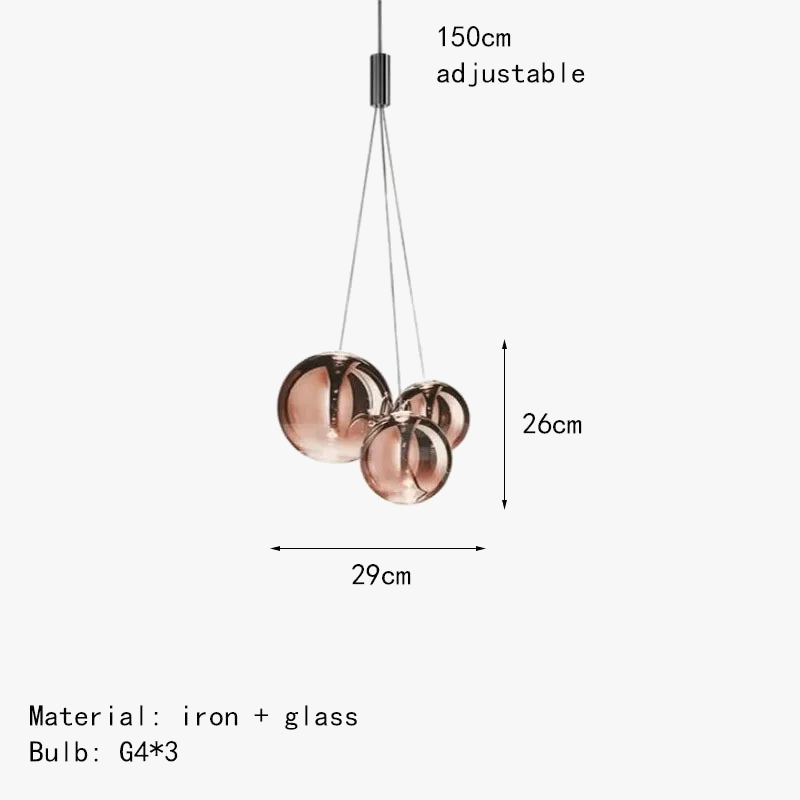 suspension bubble ball led en verre avec fil réglable
