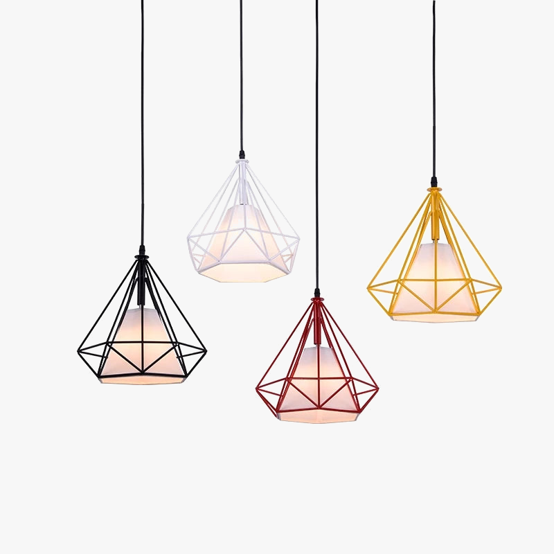 suspension cage à oiseaux minimaliste métal noir led