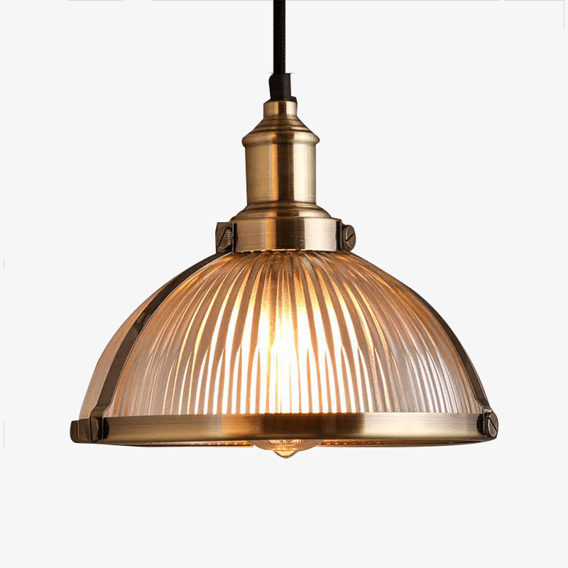 Suspension chromée LED demi boule en verre Vintage